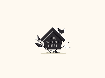 The Wrens Nest airbnb beige bird charming clean cottage cream home house logo logo design nest rental rustic the wrens nest wren