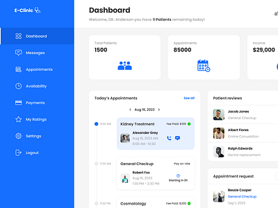 Health Consultancy Dashboard - Doctor Flow appointment booking dashboard design health consultancy minimalist ui ui design unique ux web app