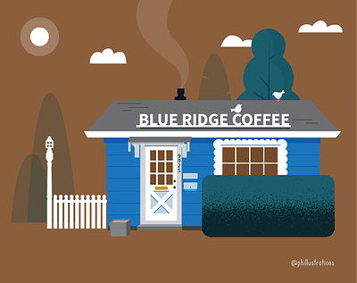 Blue Ridge Coffee House architecture branding coffee design editorial illustration phillustrations vector