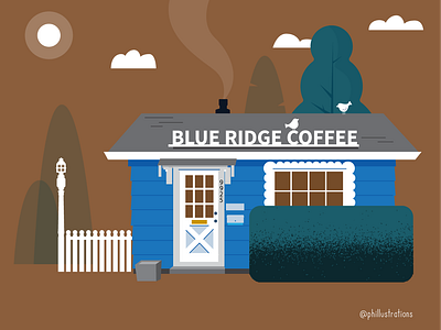 Blue Ridge Coffee House architecture branding coffee design editorial illustration phillustrations vector