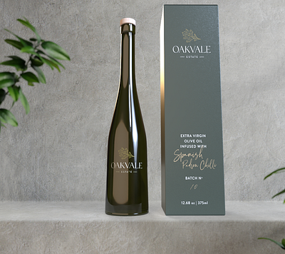 Oakvale Olive Oil Bottle Branding Design (3D) 3d art direction branding copywriting design graphic design logo product design