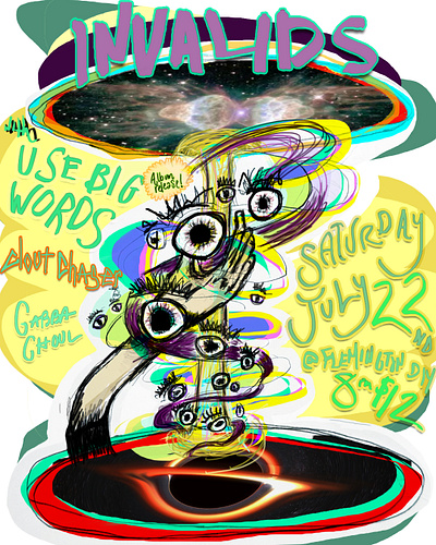 Show Flyer - Invalids - Wormhole digital collage graphic design illustration show flyer