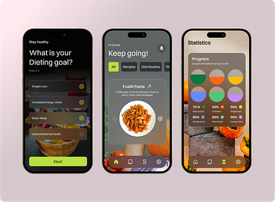 Dieting app app design diet dieting food food planner health ios minimal mobile mobile design ui userinterface wellness
