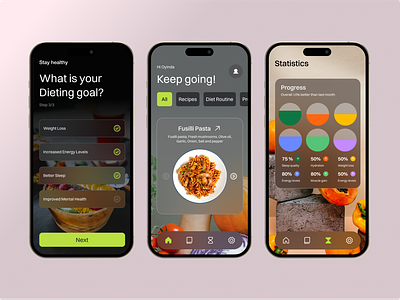 Dieting app app design diet dieting food food planner health ios minimal mobile mobile design ui userinterface wellness