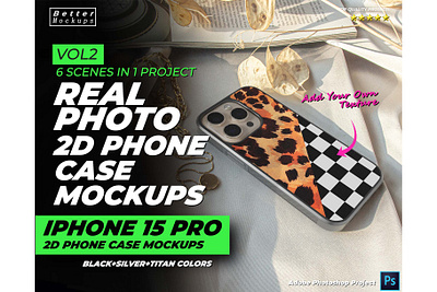 Real Photo 2D Phone Case Mockups for iPhone 15 Pro Vol2 2d case 2d mockup bettermockups casestry creative ads design digital marketing iphone 15 iphone 15 2d case mockup iphone case mockup mockup phone case mockup printful mockup printify