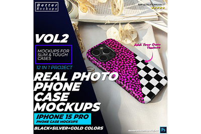 Real Photo Phone Case Mockups for iPhone 15 Pro Vol2 bettermockups case casestry creative ads design digital marketing iphone iphone 15 iphone case mockup mockups phone case mockup printful mockup printify slim snap tough
