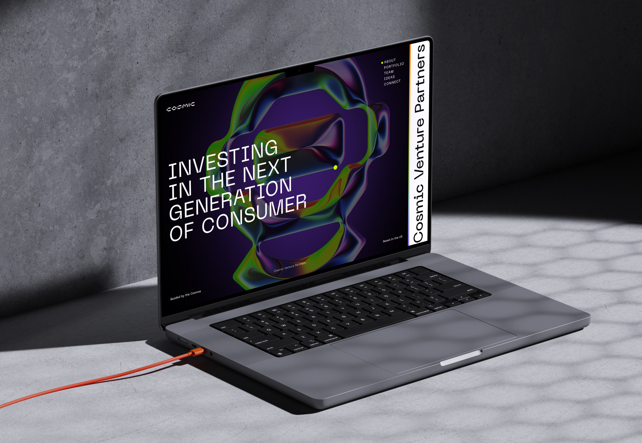 Cosmicvp.com 3D + WebGL 3d branding cosmic design gsap iridescent logo minimal p5js type typography ui ux vision webgl