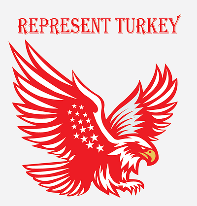 Represented Turkish Flag: 3d graphic design illustration logo
