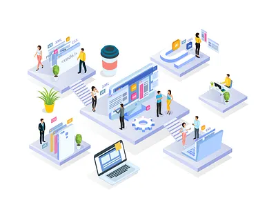 Isometric Illustration branding graphic design isometric people ui