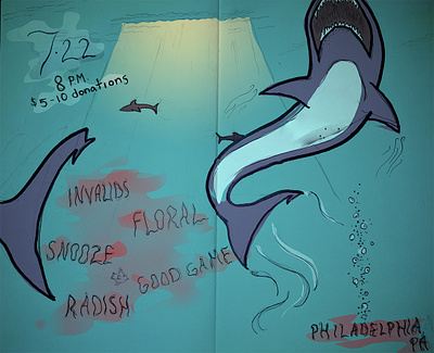 Show Flyer - Invalids - Shark Infested graphic design illustration show flyer