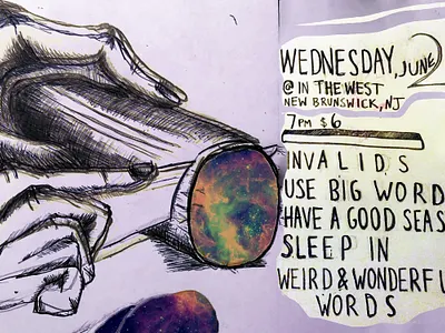 Show Flyer - Invalids - Cosmic Cucumber digital collage graphic design illustration show flyer