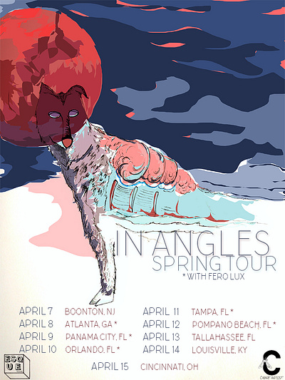 Tour Poster - In Angels - Wolfwave Blood Moon digital collage graphic design illustration show flyer tour poster