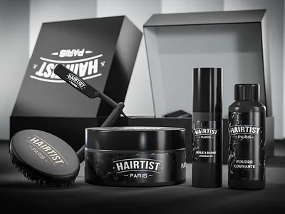 Hairtist | Products Animation & Renders 3d 3d advertisment 3d product barber barbershop beard branding care products hair hairtist product