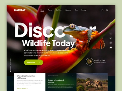 HABITAT - Wildlife Landing Page animal design figma hero landing page modern landing page ui ui design uiux ux design web banner webdesign wild wildlife