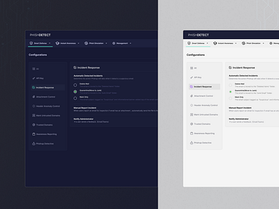 Configuration Page for a Cyber Security Platform configurationpage cybersecurity darkmode design lightmode settingspage ui ux