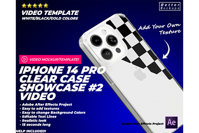 iPhone 14 Pro Clear TPU Transparent Case Video Showcase Mockup 2d adobe after effcts bettermockups case mockup casestry clear case clear case template creative ads digital marketing iphone iphone 14 iphone case mockup mockup phone case mockup printful mockup printify sublimation video mockup video template