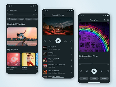 Music Hub — Mobile App Design app design interface ios listen music musicapp playlist song track ui uiux