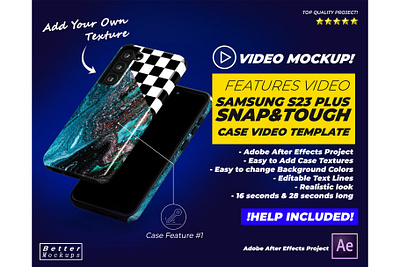 Samsung S23 Plus Tough Snap Case Features Video Mockup adobe after effects animation bettermockups case video mocku casestry creative ads design digital marketing iphone case mockup phone case mockup printful mockup printify s23 s24 samsung slim snap tough video video template