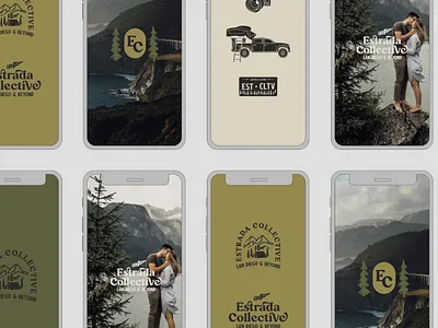 Estrada Collective Brand branding camping camping brand color design exploring graphic design illustration illustrator logo marketing mountains outdoor brand outdoors outside travel travel brand trees typography
