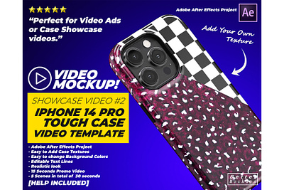 Video Mockup v2 for iPhone 14 Pro Tough Snap Case Showcase 3d animation bettermockups case casestry creative ads design digital marketing illustration iphone case mockup mockup motion graphics phone case mockup printful mockup printify slim snap template tough video