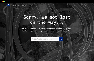 404 page for car rental company dailyui dailyui008