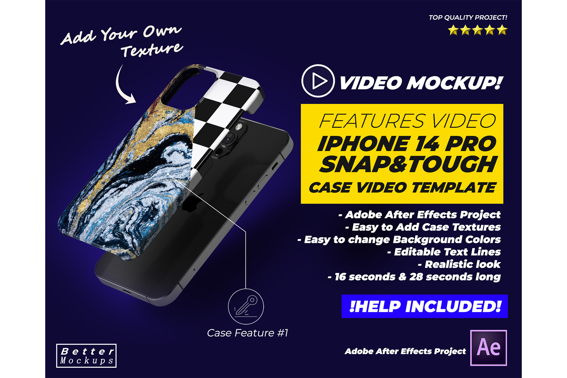 iPhone 14 15 Pro Tough Snap Case Features Video Mockup by