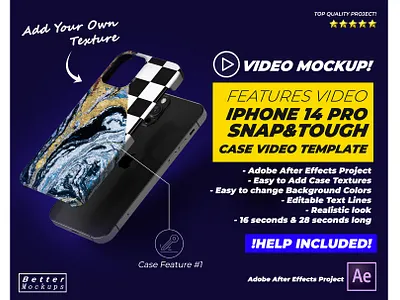 iPhone 14/15 Pro Tough Snap Case Features Video Mockup after effects bettermockups casestry creative ads design digital marketing iphone iphone case mockup mockup phone case mockup phone case template printful mockup printify slim snap template tough video video template