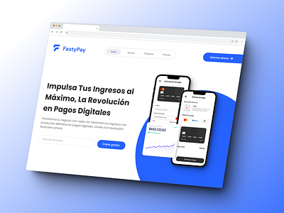Blue theme website landing page mockup (Spanish) blue landing mockup payment landing page ui web white and blue
