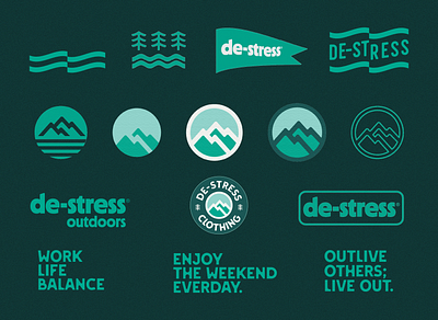De-stress Clothing adventure apparel design destress logo logotype merch mountain outdoors