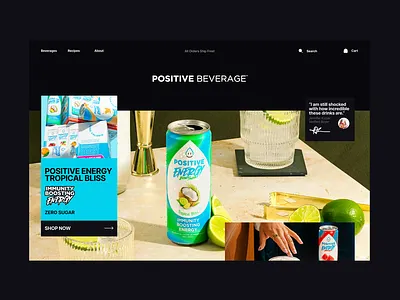Positive Beverage Web Design beverage dann petty dark mode dark mode website energy drink energy drink website figma figma resources food website free download free file ui ux web design website design