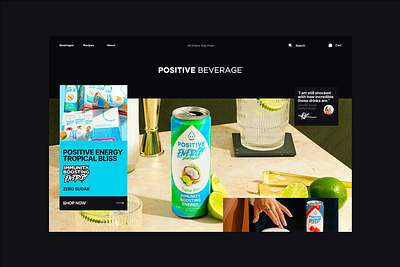 Positive Beverage Web Design beverage dann petty dark mode dark mode website energy drink energy drink website figma figma resources food website free download free file ui ux web design website design