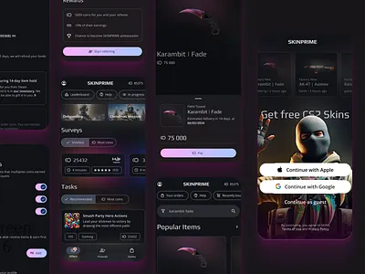 skinprime • real-world rewards app for cs2 ads app counter strike cs cs2 csgo gaming gradient neon ror skins