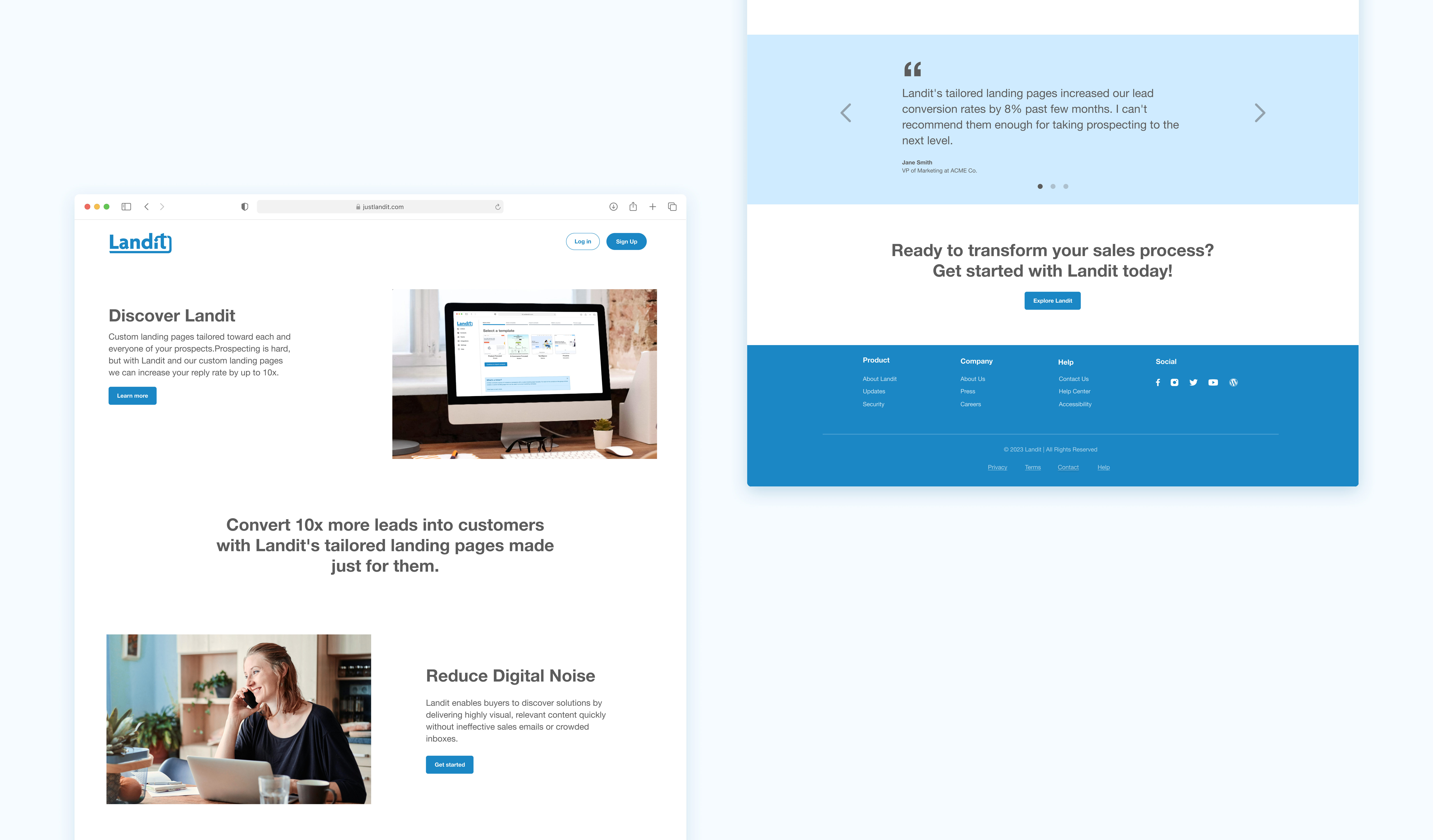 Landit - B2B Sales Tool - UX b2b branding design landing logo product sales ui user flow ux