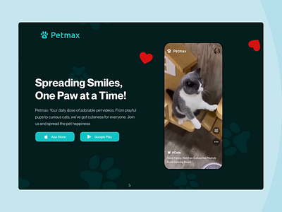 Petmax mobile app landing page animation landing page prototype ui ux web design wordpress