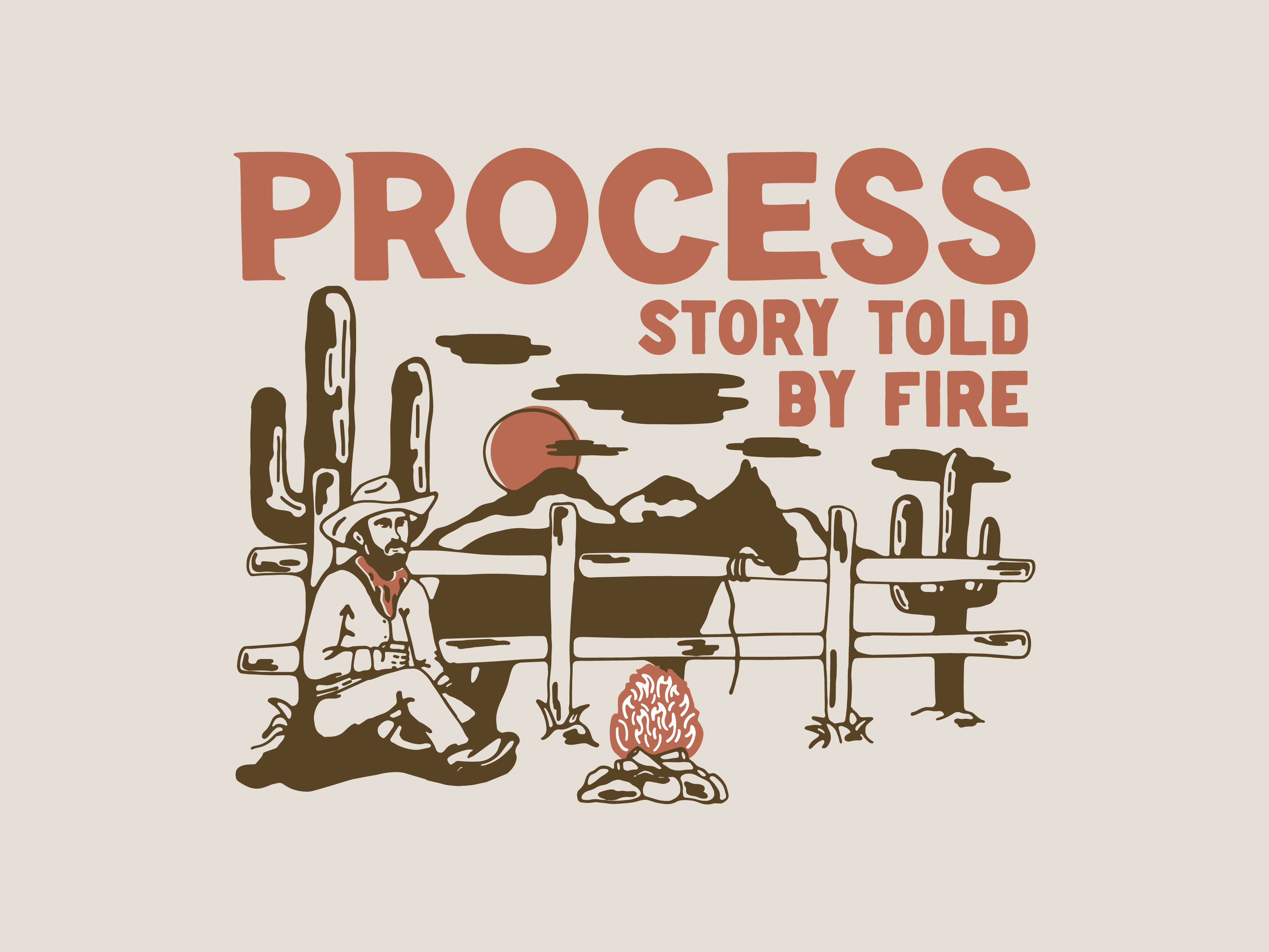 Unused Western T-Shirt Illustration apparel art direction cowboy design fire handdrawn horse illustration print shirt southwest typography vector western