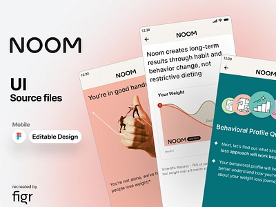 Make Noom UI your own android app design branding design editable figma free ios kit landing page mobile app mockup noom template ui ui kit ui ux website weight loss weight loss app