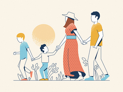 My Family children color dress family geometric holding hands human illustration illustrator line love parents people texture together vector walk