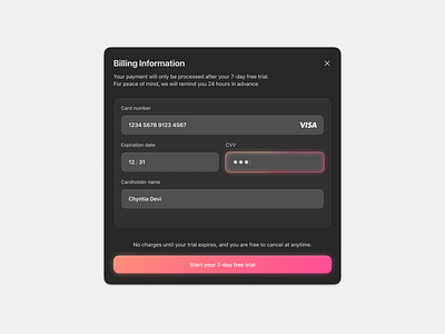 Billing Information 💳 components darkmode skeuomorphic ui