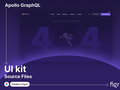 Make Apollo GraphQL UI your own 404 page apollo branding data design editable figma free graph kit landing page modern ui page not found software ui ui kit ui ux web app web design website