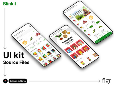 Make Blinkit UI your own app design blinkit branding delivery delivery app design editable figma free grocery deliver instacart kit landing page mobile app mockup template ui ui kit ui ux website