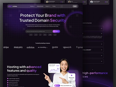 Limitless - Hosting Services Landing Page clod hosting cloud domain host hosting hosting website landing landing page pricing server server hosting ui vps web design web hosting website