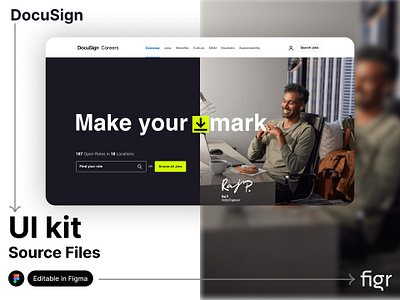 Make DocuSign UI your own branding design document editable figma free kit landing page mockup modern app safety signature software technology template ui ui ux web app web design website