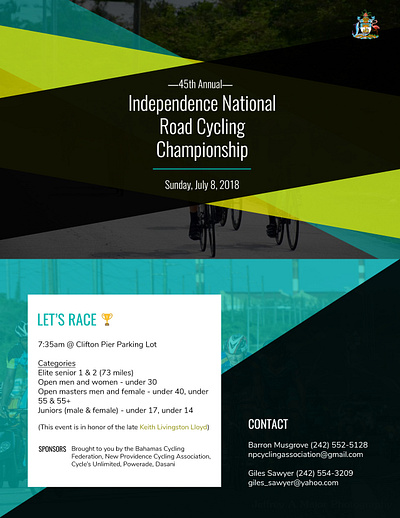 45th Annual Independence National Road Cycling Championship branding design graphic design