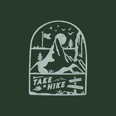 Take a Hike adventure badges badgesdesign branding design graphic design hike illustration mountain typography vintagedesign vintagestyle