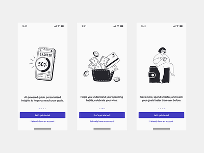 Wallet: Onboarding Screens app app design boarding design graphic design illustrations mobile mobile app mobile design mobile design app money onboarding paisa product product design splash ui user interface ux wallet