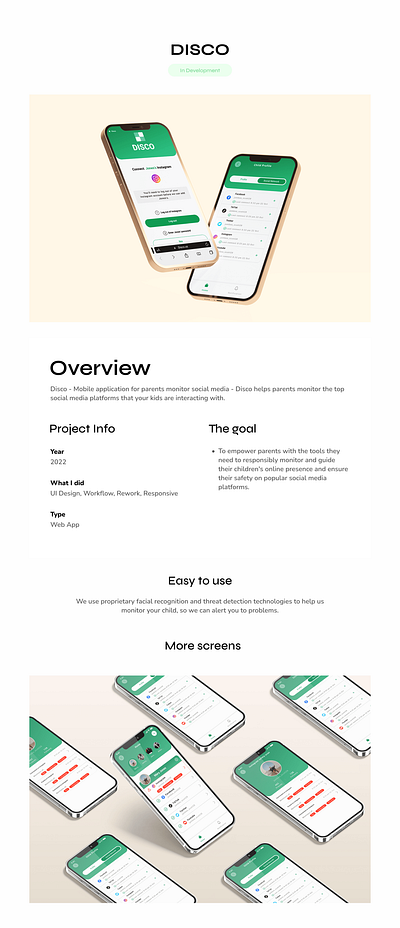 DISCO - Mobile application for parents monitor social media ui
