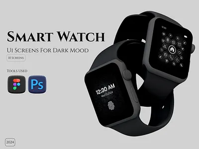 Smart Watch-Ui Screen with Dark Mood darkmood figma smartwatch watchui