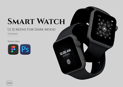 Smart Watch-Ui Screen with Dark Mood darkmood figma smartwatch watchui
