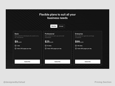 Pricing Section design figma landing page minimal pricing ui uidesign ux uxdesign website