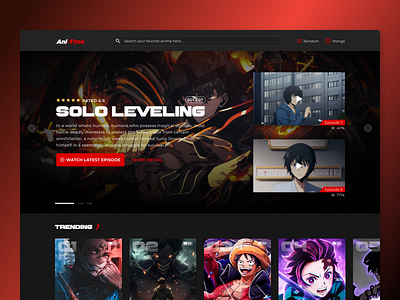 Anime Streaming Landing Page UI animation app branding design graphic design illustration image app logo ui ux vector